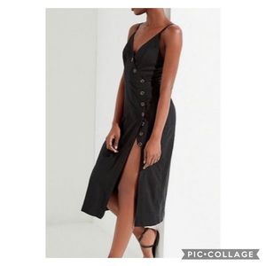 Urban Outfitters Amber Button Midi Dress Black